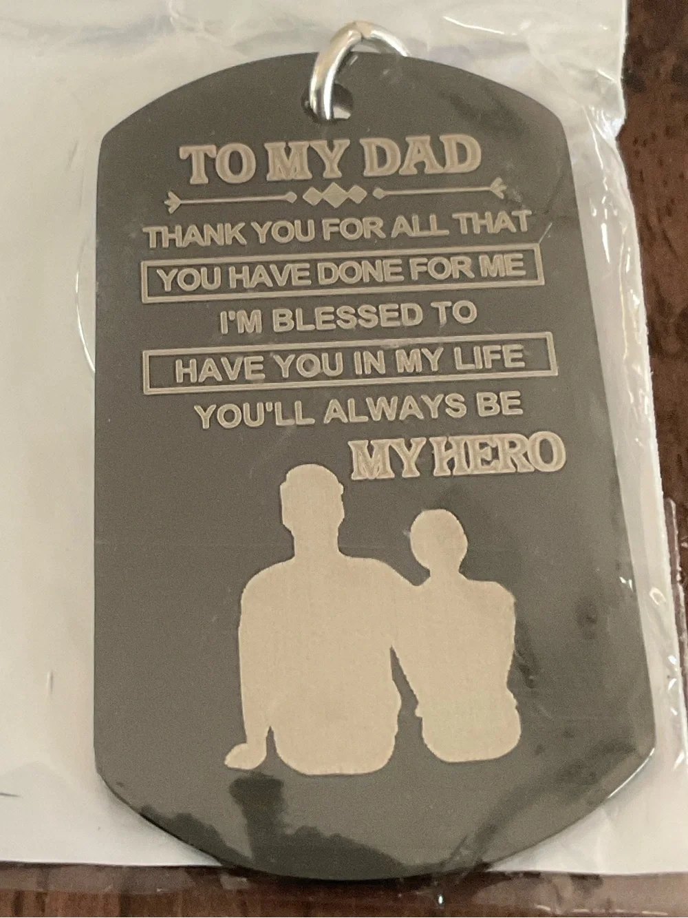 To My Dad My Hero Dog Tag Keychain New